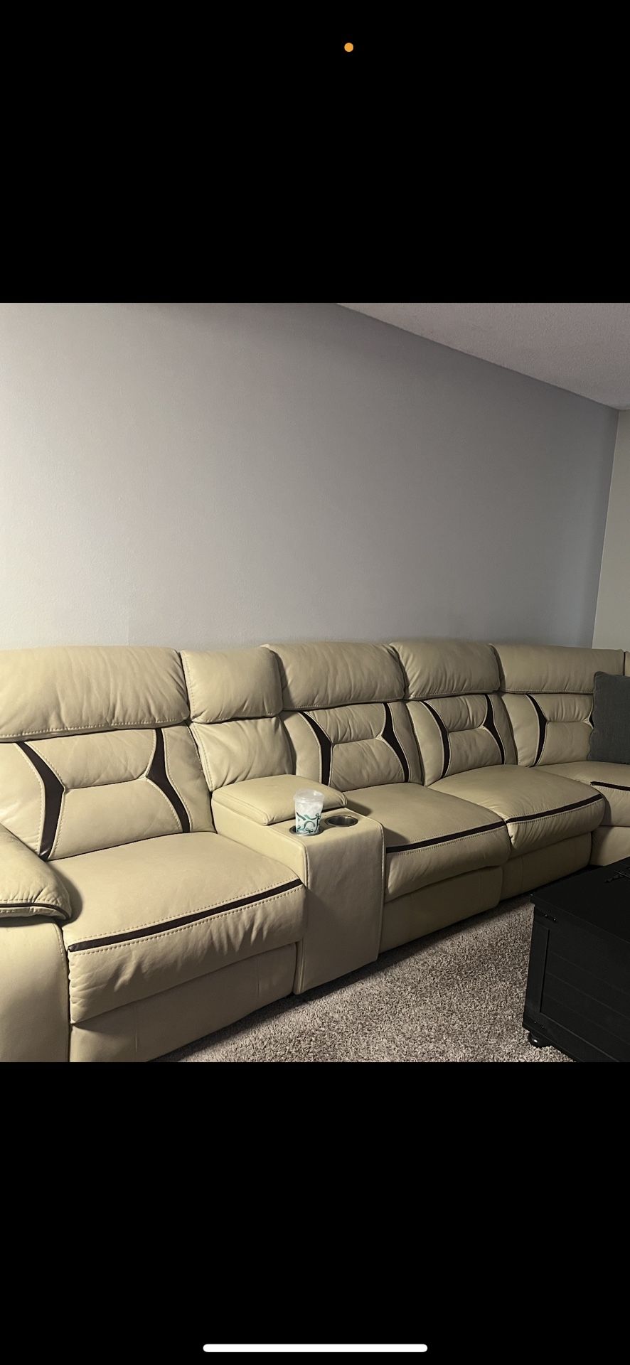 Large L Shaped beige Recliner
