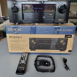 Denon Bluetooth WI-FI Heos AVR X2400H 7.2 Channel Full 4K  Ultra HD AV Receiver With Remote  AM FM Antennas