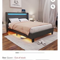 Queen Gray Platform Bed - Brand New In Box