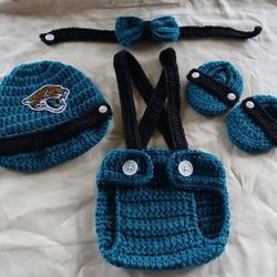 Crochet Baby Boy Jacksonville Jaguars Football Inspired Outfit Photo Prop 