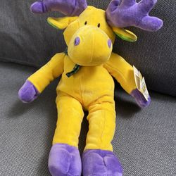 Mary Meyer Moose Plush Velour Yellow Purple Stuffed Toy Animal