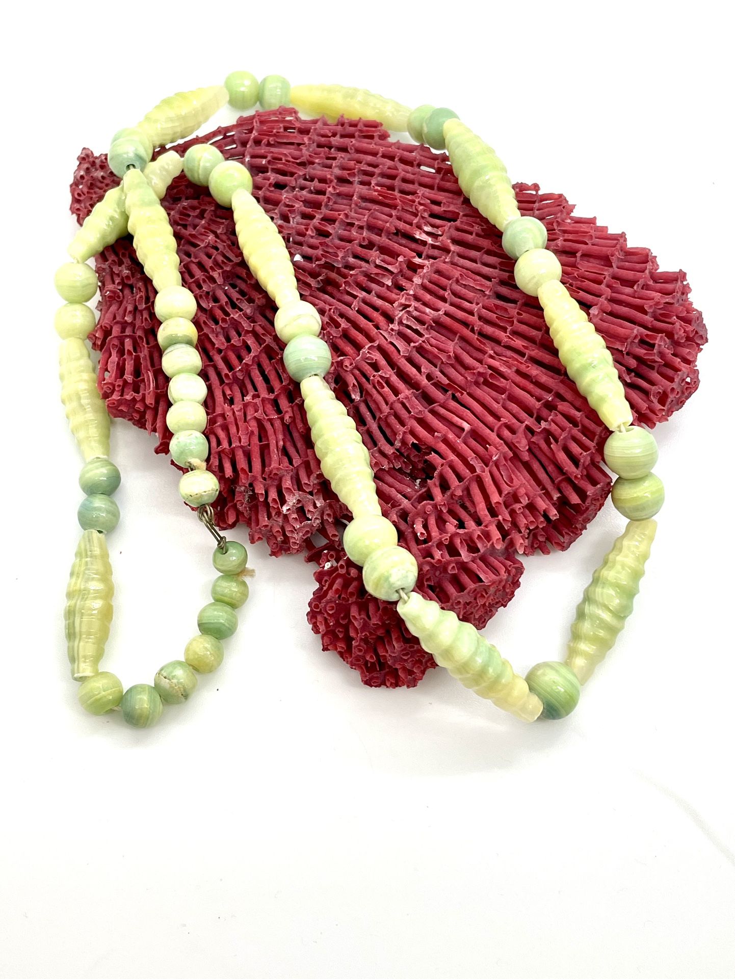 Estate Carved Green Stone Necklace