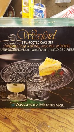 Wexford / Anchor Hocking glass cake set / punch bowl new in box never taken out never used