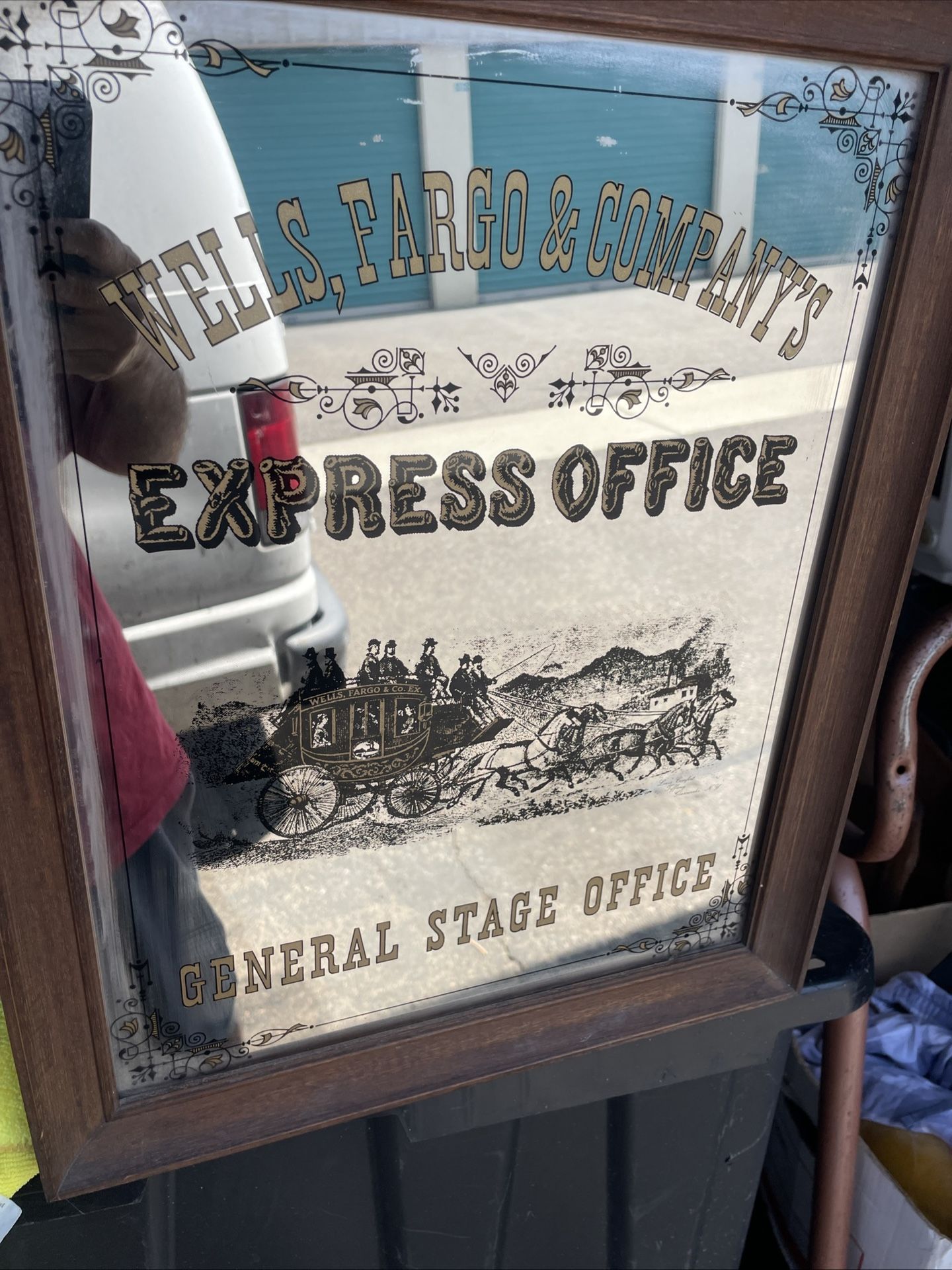 Wells Fargo & Company General Stage Office Mirror Vintage Rare