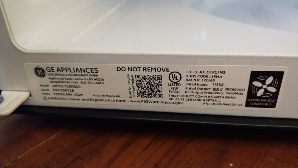 GE Over The Range microwave