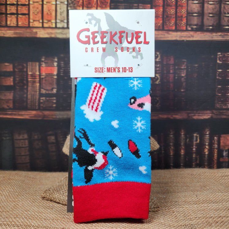 Gremlins Style Crew Socks by Geekfuel - Mens Size 10-13 - Christmas, Winter
