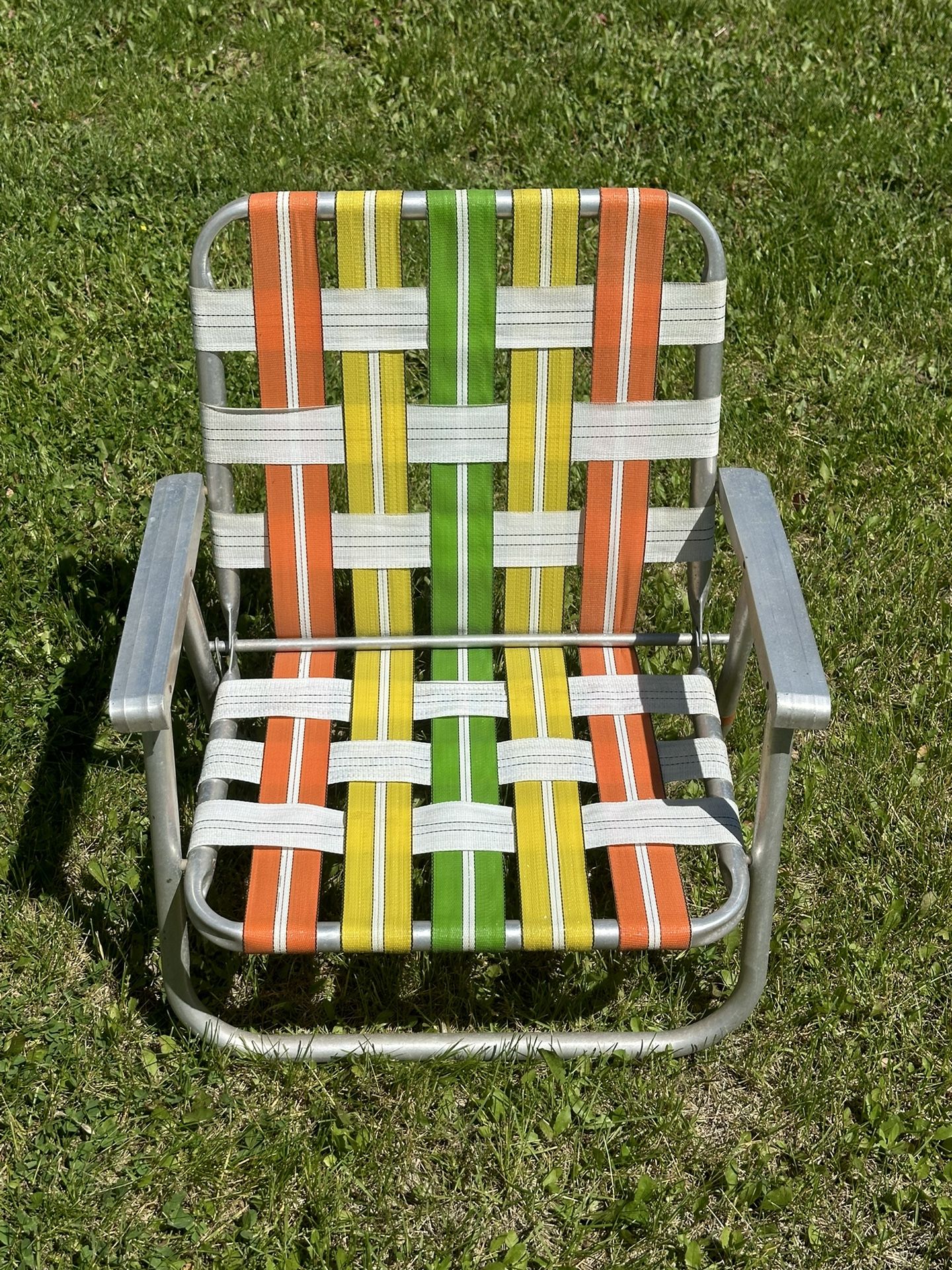 Vintage Aluminum Folding Webbed Lawn Beach Camping Chair