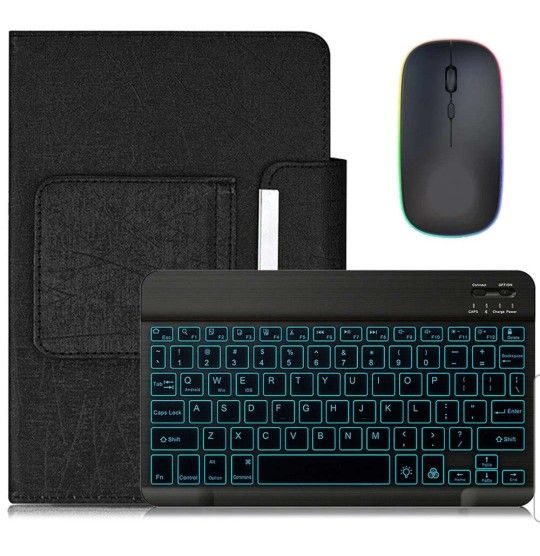 Universal Backlit Keyboard Case Mouse For Universal Android Tablets 7" 8" 9" 10"