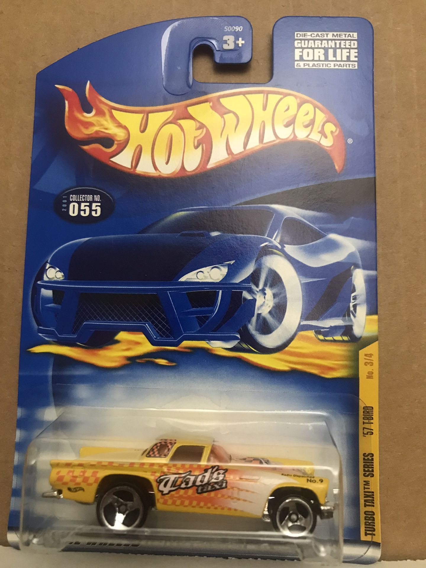 Hot Wheels Turbo Taxi '57 Ford T-Bird Thunderbird Yellow Diecast 1/64 #055