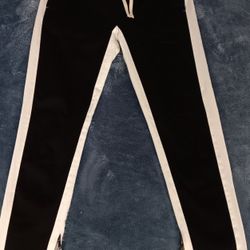 Men's Kayden K Black Track Pants Joggers w/ White Stripes And Ankle Zippers 