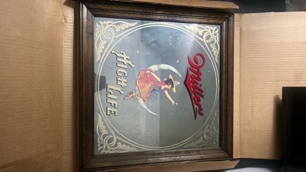 Vintage Miller High Life Advertising Mirror 18.5 x 18.5