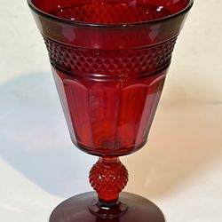 1960s-‘70s Viking Glass “Mt. Vernon” Ruby Red Panel Goblet