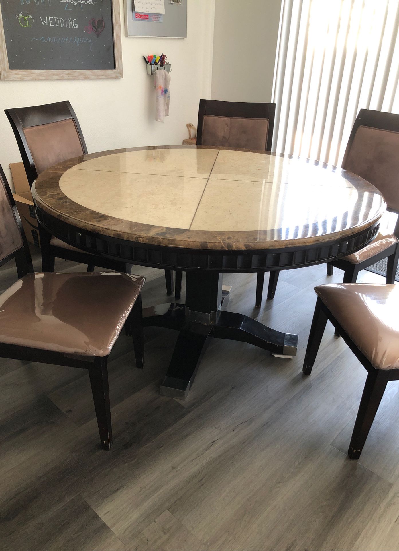 Granite kitchen table and 5 chairs