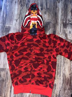 BAPE Red Camo Tiger Full Zip Double Hoodie for Sale in Livonia, MI