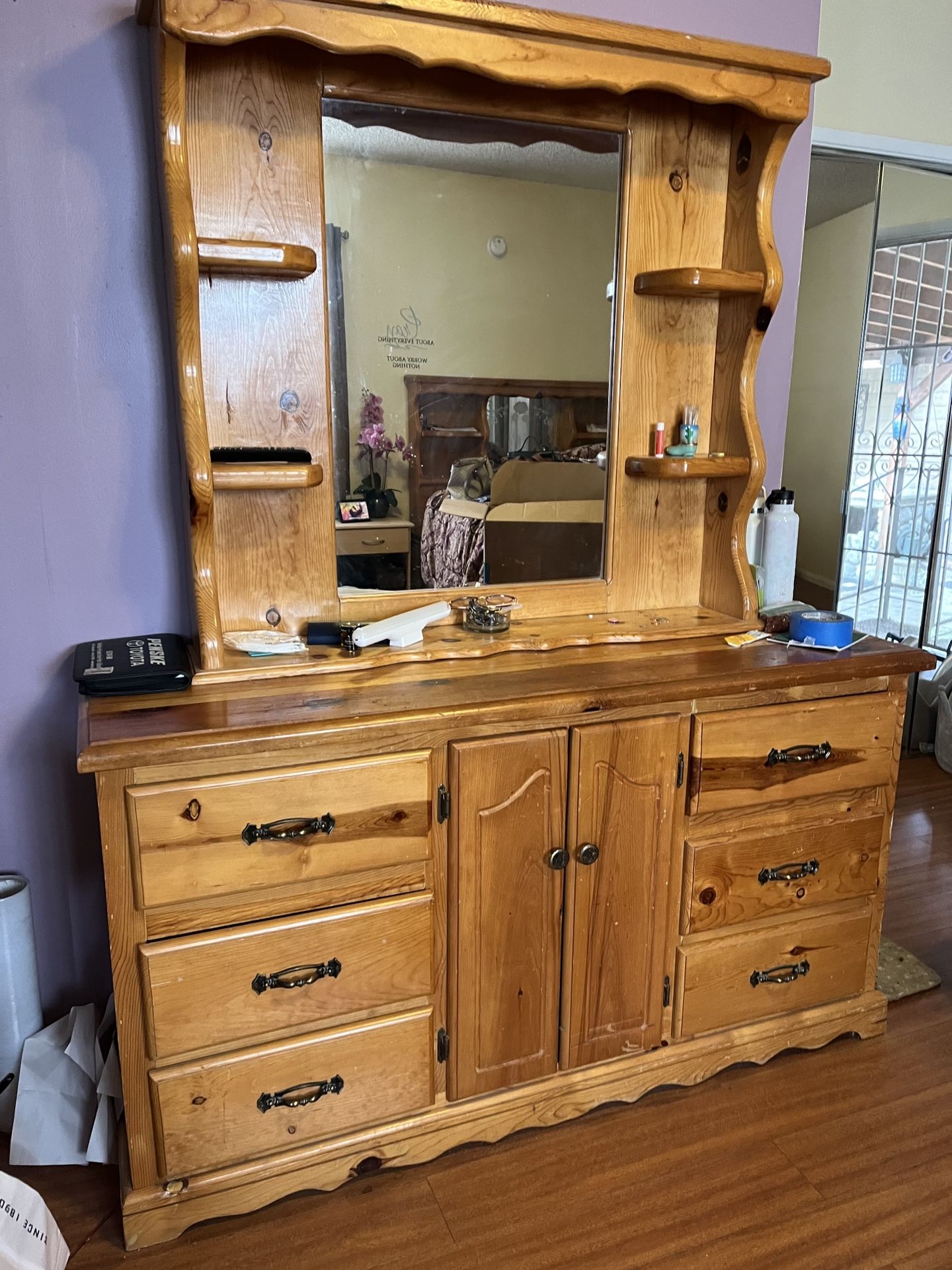 Queen Headboard And Matching Dresser With Mirror 