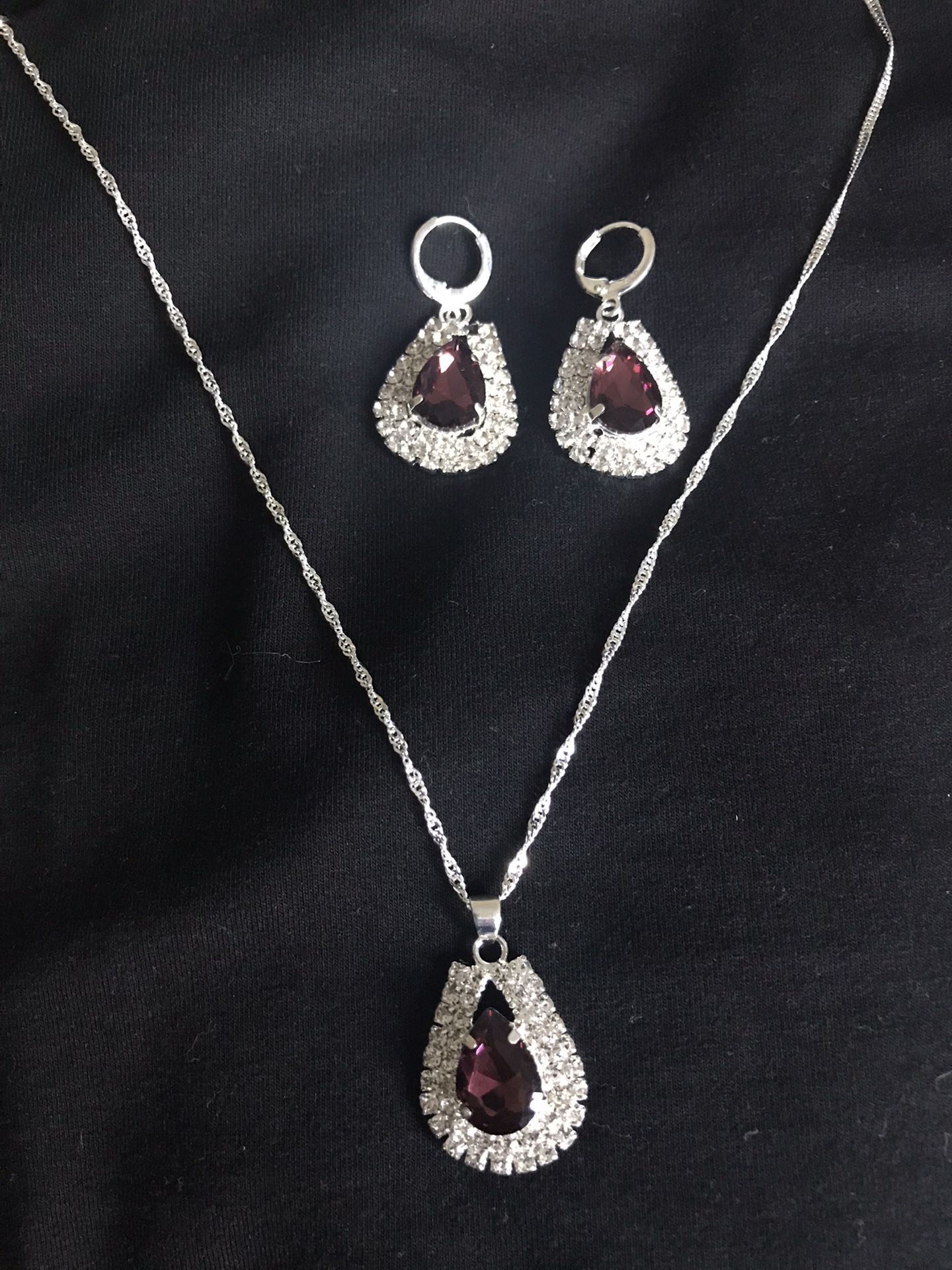 Sterling Silver And Crystal Jewelry Set 