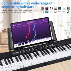 Digital Piano 88 Key Full Size Semi Weighted Electronic Keyboard Piano with Music Stand,Power Supply,Bluetooth,MIDI,for Beginner Professional at Home/