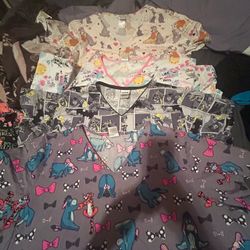 Lot of 11 Disney Character Print Scrub ect