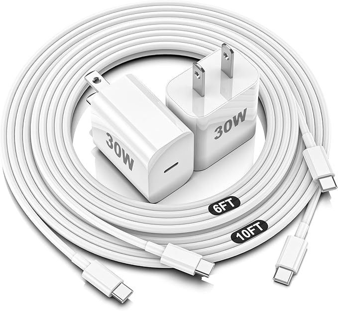 NEW iPhone 16 15 Charger Fast Charging,30W USBC Charger Block with 6 & 10FT Long