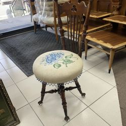 Antique Piano Stool With back Rest, Ball and Claw legs