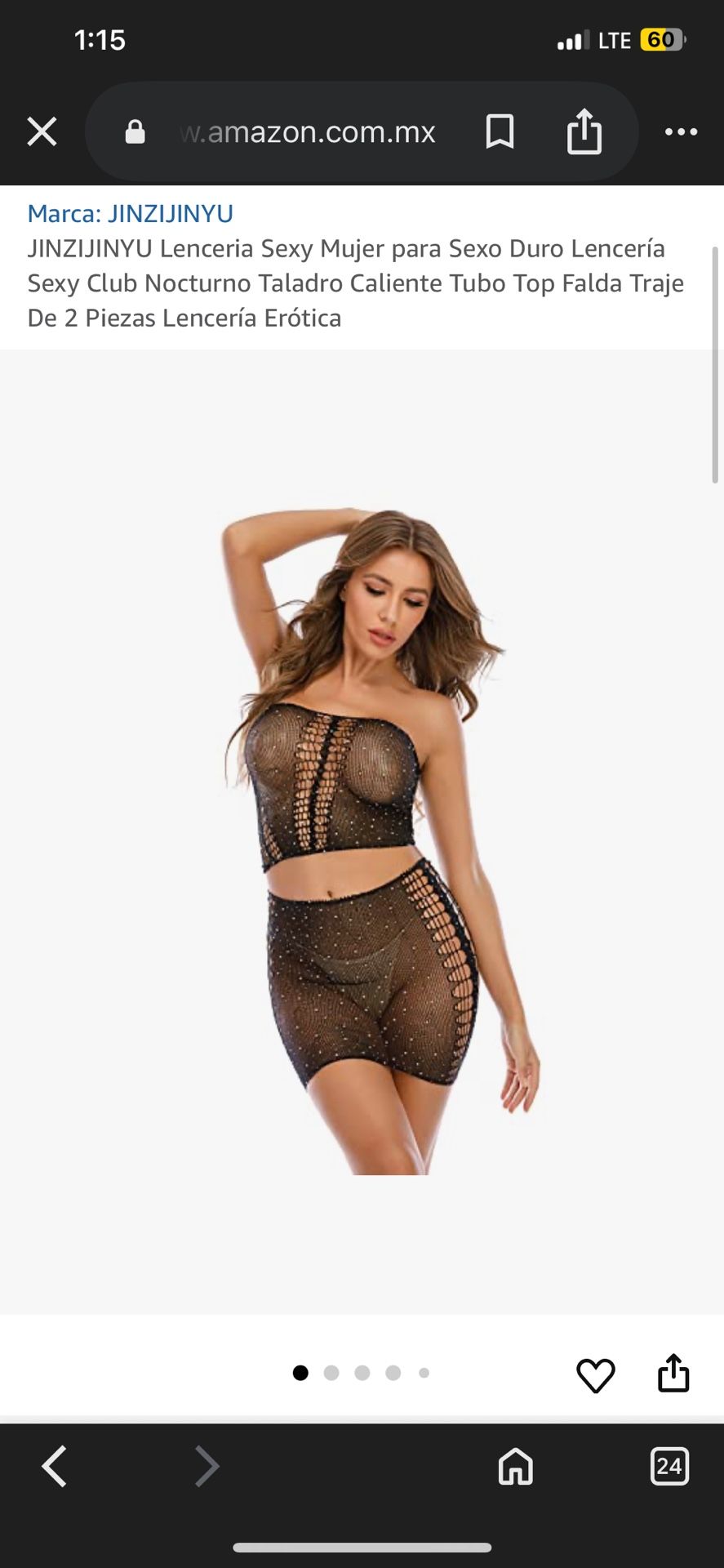 2 Pieces Fishnet Rhinestone Lingerie