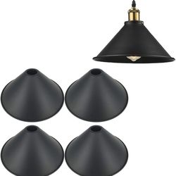 4-Pack 11.8" Industrial Vintage Metal Bulb Guard Iron Cone Hanging Ceiling Pendant Light Holder Decorative Lamp Shade (Decorative Ring Not Included)