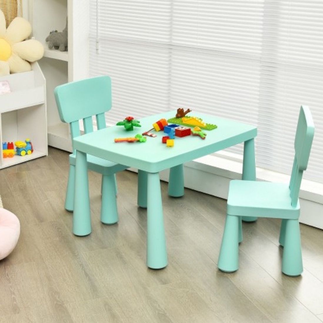 Brand new 3-Piece Toddler Multi Activity Play Dining Study Kids Table And Chair Set-Green