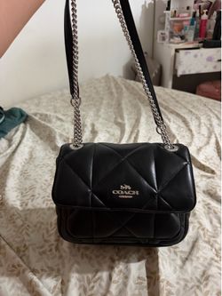 Coach Black Quilted Leather Shoulder Bag with Chain Strap