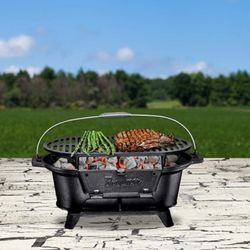 Bruntmor Pre-Seasoned Hibachi-Style Portable Cast Iron Charcoal BBQ Grill