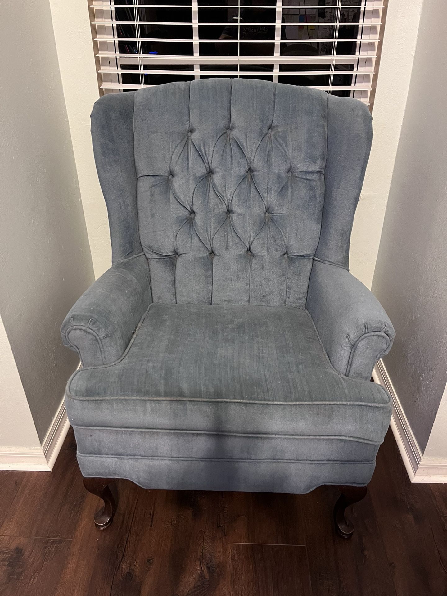 Vintage Queen Anne style wing back chair