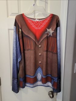 Halloween Costume cowboy sheriff printed shirt