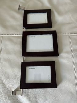 Luxury Crate & Barrel Set of 6 Pictures Frames. Brown Wood. 4 Frames Size 4X6 and 2 Frames 5X7. Position :Left to Right, Right to Left.
