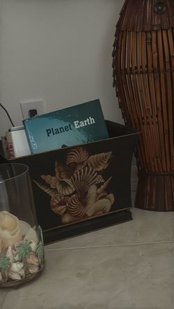Magazine rack and wicker fish plant stand