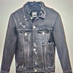 Men Ripped Jacket Jeans Size M