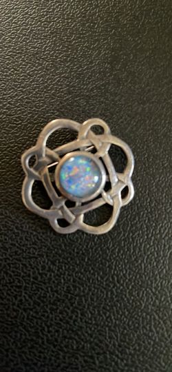Broche De Plata Con Piedra Azul