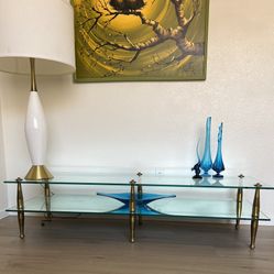 Vintage MCM Glass, Mirror & Brass Coffee Table