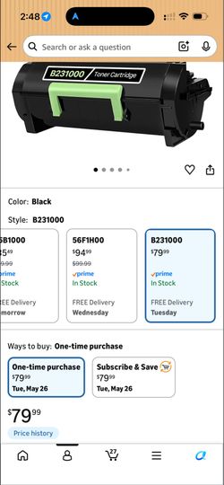 B231000 Black Toner Cartridge for Lexmark B2338dw MB2338adw B2442dw B2546dw MB2442adwe MB2546adwe B2650dw B2650dn MB2650adwe Printer,High Yield Ink Ca