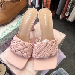 Braided Sandal Heels In Pink