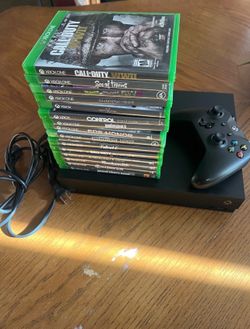 Microsoft Xbox One X 1TB Console Bundle (Controller, 15 Games, Cables)