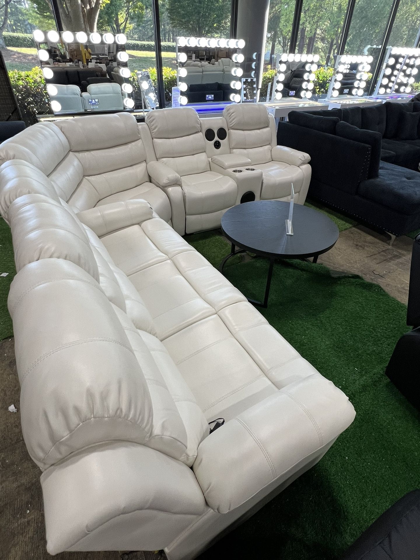 Recliner Sectional With Bluetooth Speaker And LED Light ( Available In Brown, Black, Grey And White)