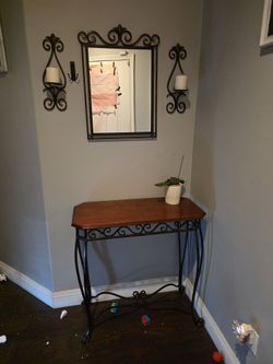 Entryway Door Table With Mirror