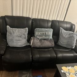 Black Leather Couches With Recliners
