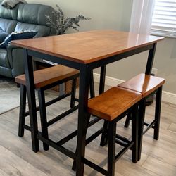 Bistro Height Dining Table With Bench And Stools