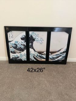 The great wave off kanagawa by hokusai paint set of three