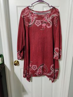 $30.00 for all 6 shirts...Red Paisley Floral Long Sleeve Tunic Top