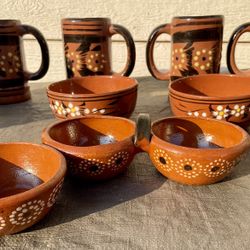 Authentic Ceramic Mexican Mug/cup/bowl/dipping Set