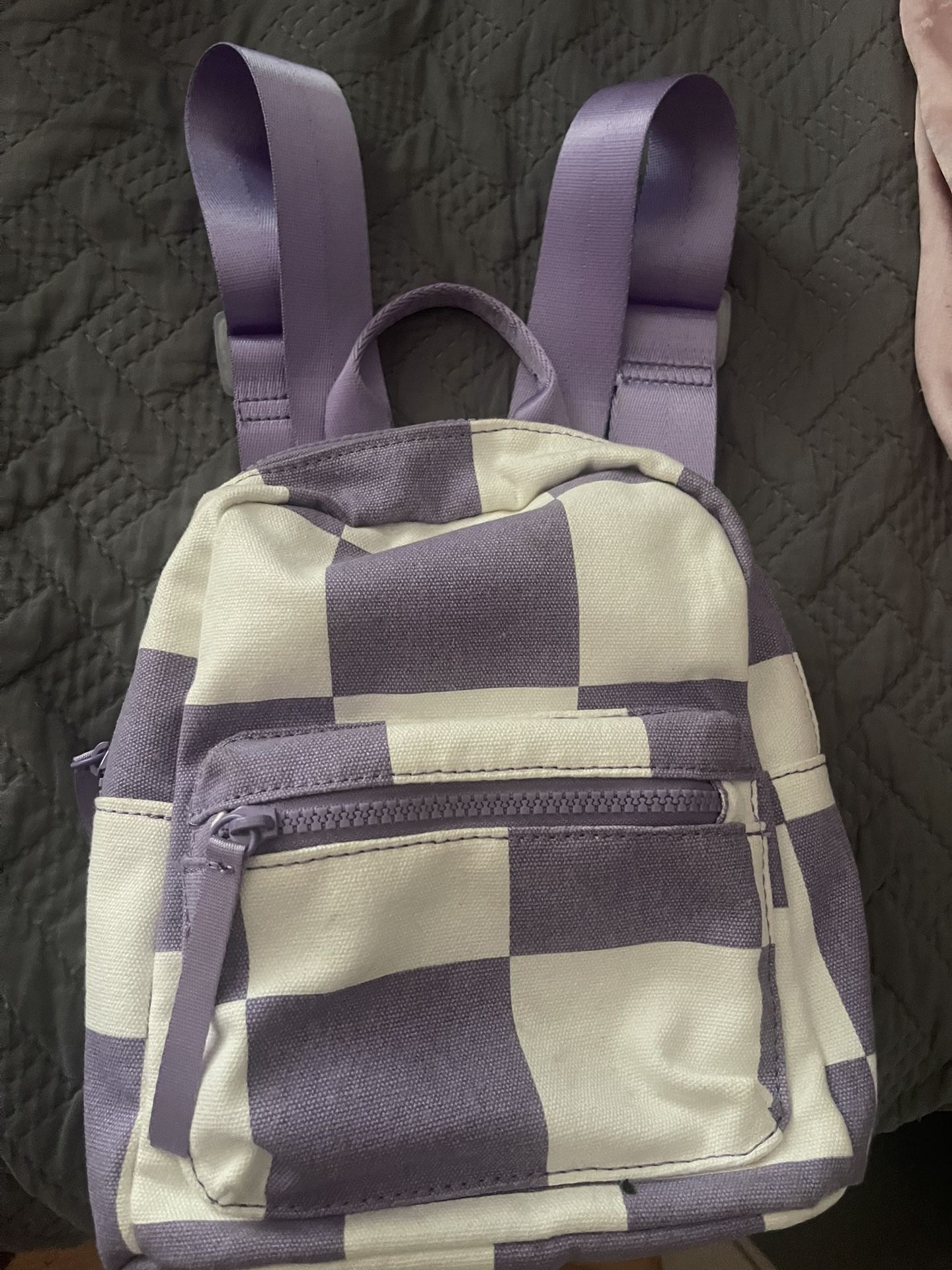Purple Mini Checkered Backpack