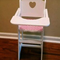 Wooden Baby Doll Highchair and Doll