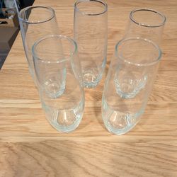 5 stemless flute glasses