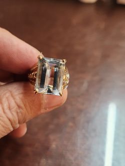14k Yellow Solid Gold Aquamarine Stone